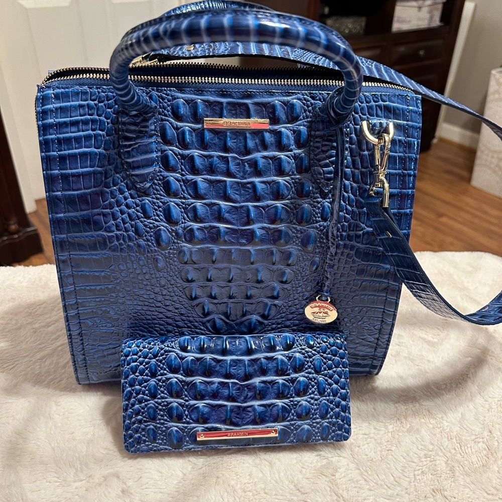Brahmin Caroline Blue Bonnet Melbourne and matching Ady wallet
